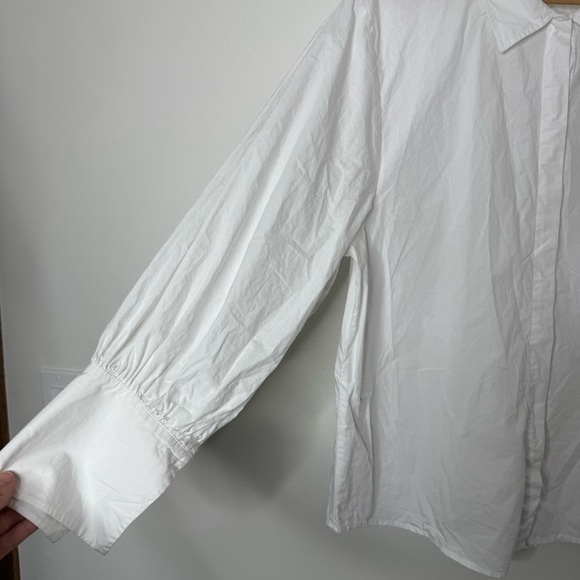 Tuckernuck x India Hicks White Cotton Britwell Blouse puff sleeve size large - Picture 5 of 11